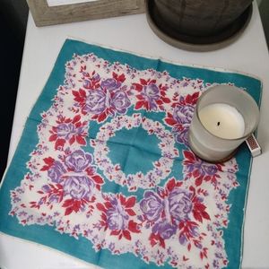 Handkerchief/Neck Scarf Red Blue and Purple Floral